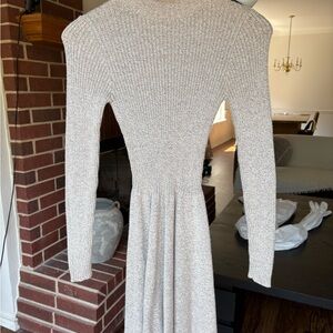 Abercrombie & Fitch White Long Sleeve Mock Neck Dress